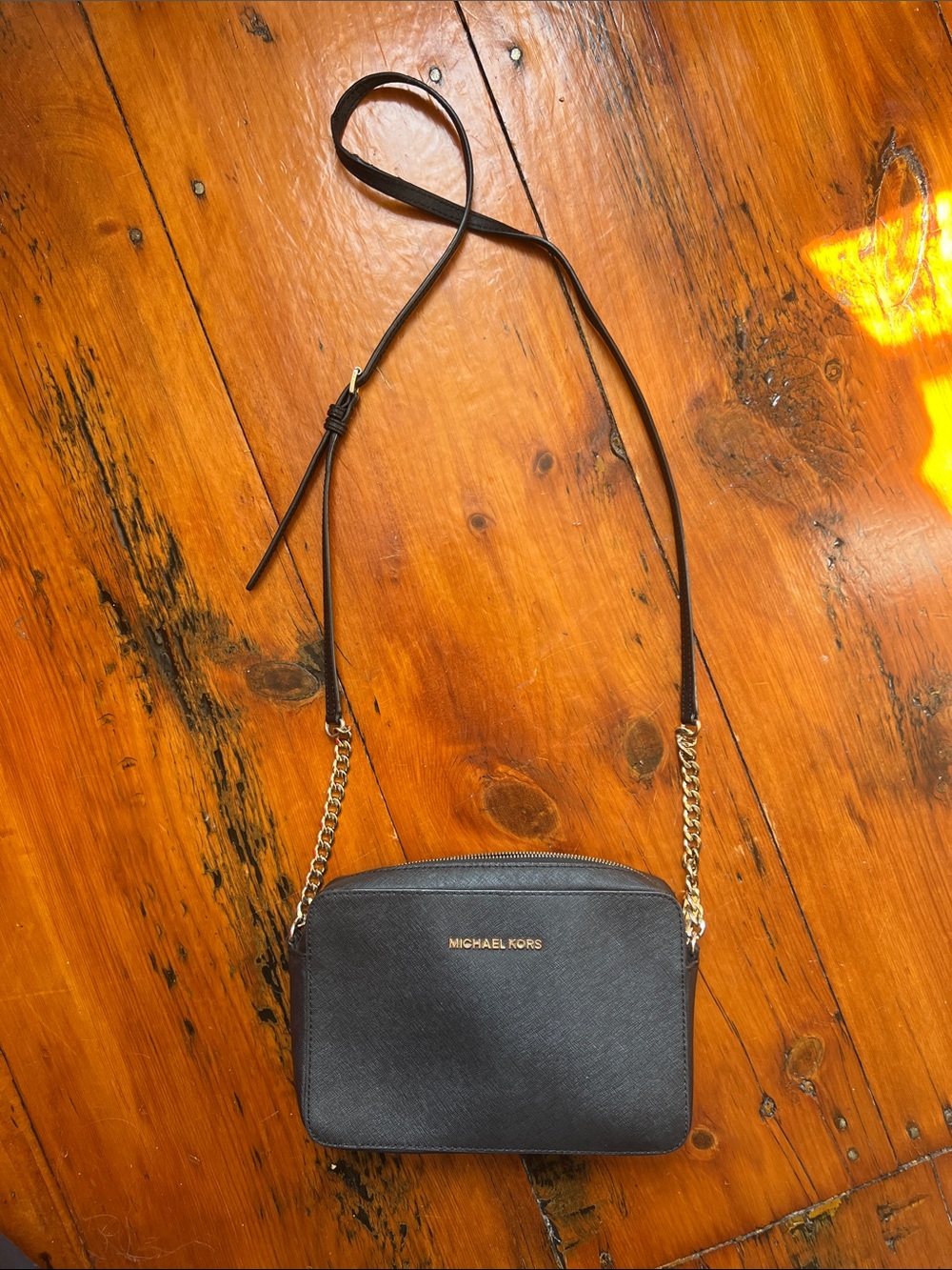Michael Kors Black Crossbody Bag with Gold Chain Strap